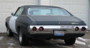 chevelle black in white, back view